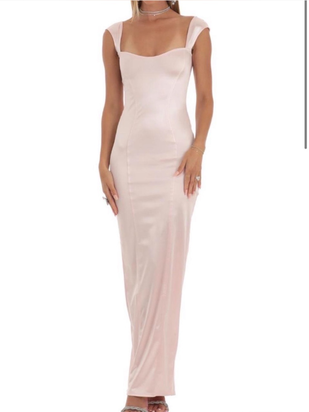 Lucy in the Sky Soft Blush Pink Square-Neck Maxi Dress